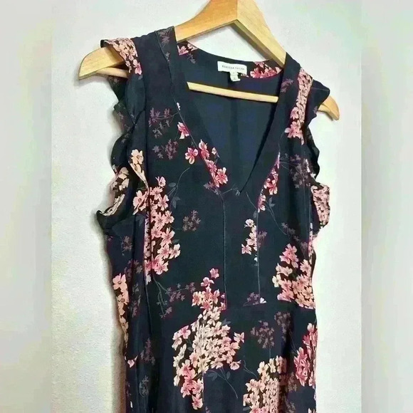 Rebecca Taylor Silk Navy Blue Floral Dress size 6 - Picture 2 of 7